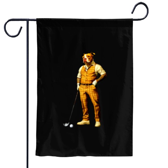 Pitbull golfer Garden Flags