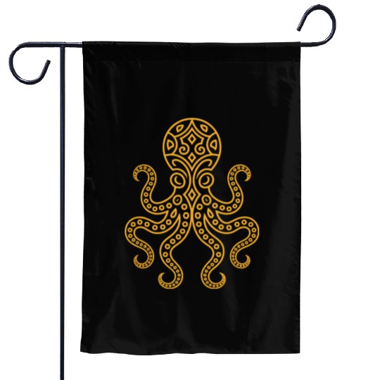 Elegant Mandala Octopus Illustration Garden Flags