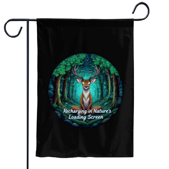 Enchanted Forest Deer Meditation Design Garden Flags