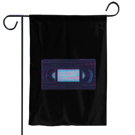 Retro VHS Tape Neon Glow Design Garden Flags