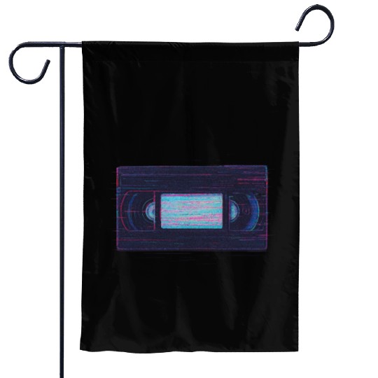 Retro VHS Tape Neon Glow Design Garden Flags