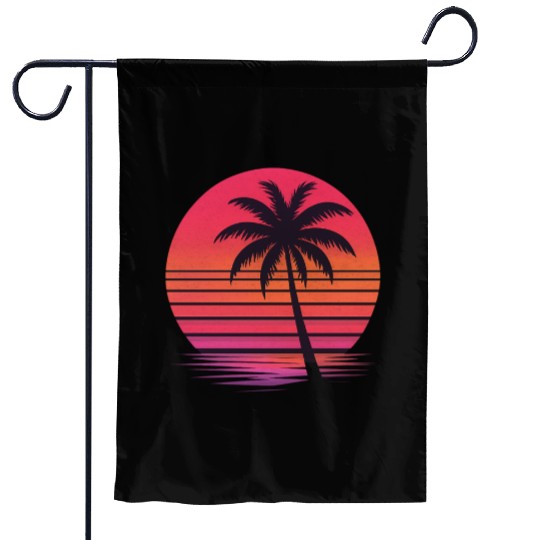 Tropical Sunset Silhouette Design Garden Flags