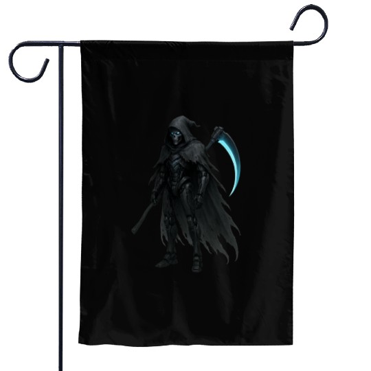 Midnight Warden  Robot  Futuristic Cloak Design Garden Flags