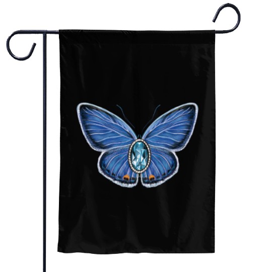March Eastern Tailed Blue Butterfly Gemstone Art Garden Flags