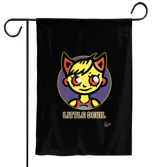 Cute Little Devil Cartoon Illustration Garden Flags