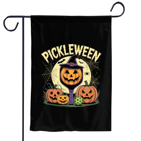 Pumpkin Pickleween Pickleball Player Halloween Garden Flags