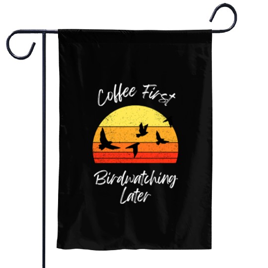 Coffee Fire Birdwatching Sunset Garden Flags