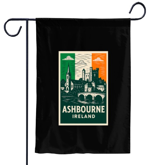 Irish Villagescape with Castle and Church Garden Flags