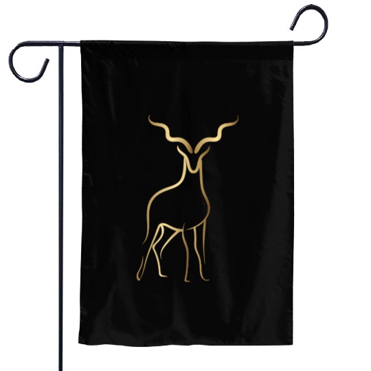 Gold Drawline Deer Front Garden Flags