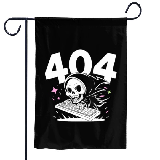 Skull Cartoon Emergency 404 Error Design Garden Flags