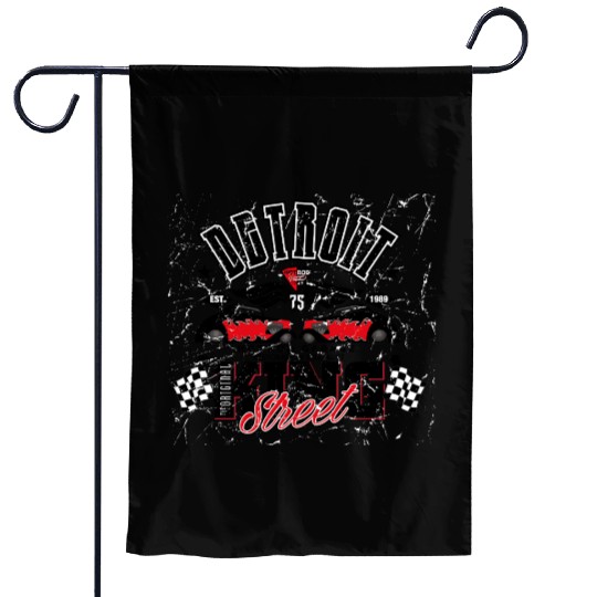 Retro Octobite Hot Rod Detroit Garage Garden Flags