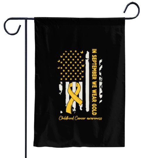In September We Wear Gold Us Flag Childhood Cancer Garden Flags