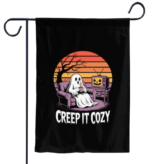 Creep It Cozy Funny Ghost Vintage Halloween Garden Flags