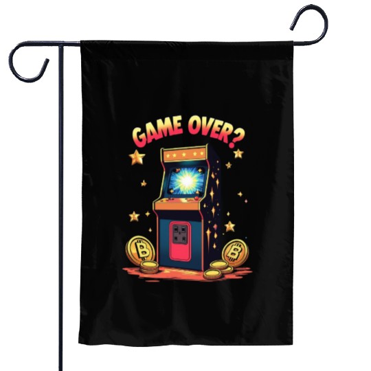 Retro Arcade Game Over Illustration Garden Flags