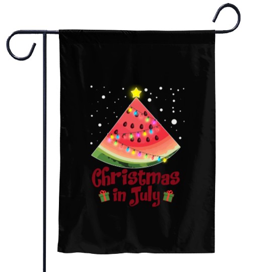 Christmas in July Watermelon Tree Funny Garden Flags