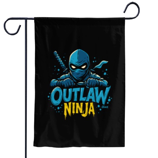 Outlaw Ninja Cartoon Design Garden Flags