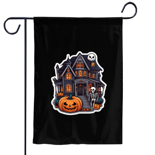 Haunted House Halloween Design Garden Flags