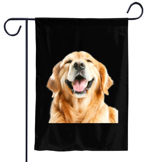 Joyful Golden Retriever Illustration Garden Flags