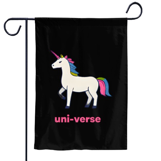 Colorful Cartoon Unicorn Illustration Garden Flags