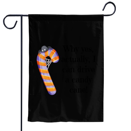 Funny Quote Halloween Candy Cane with Spider Garden Flags