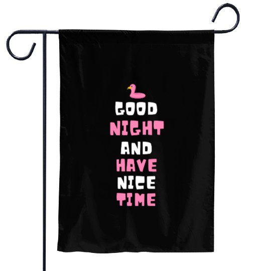 Whimsical Pink Flamingo Night Message Garden Flags