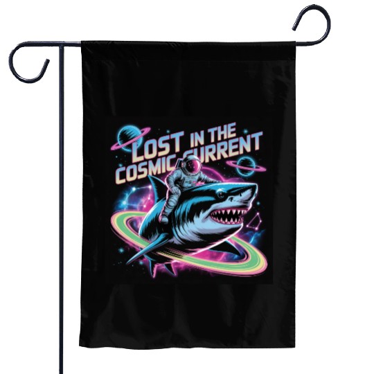 Cosmic Shark Astronaut Adventure Garden Flags