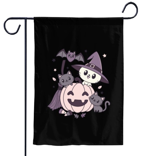 Halloween Kawaii Cat Pumpkin Ghosts Garden Flags
