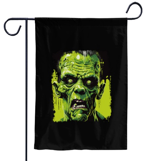 Green Zombie Halloween Monster Horror Design Garden Flags