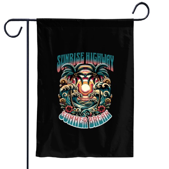 Sunrise Highway Summer Break Design Garden Flags