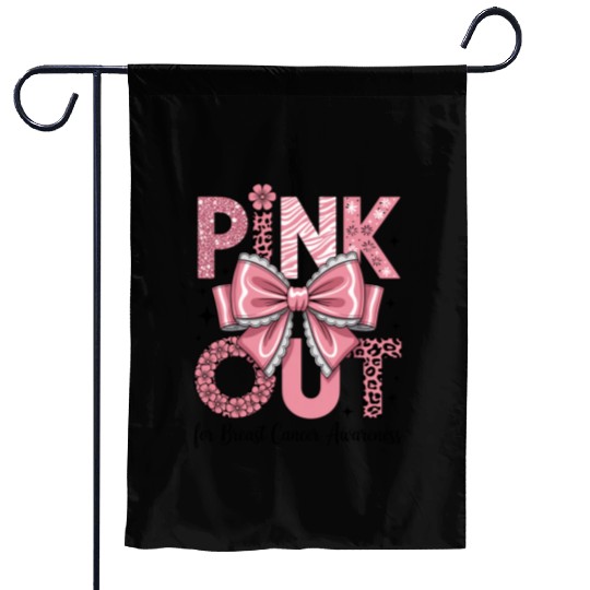 Pink Out Breast Cancer Awareness Coquette Bow  Garden Flags