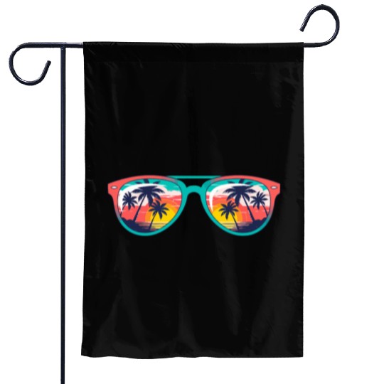 Sunset Palm Tree Tropical Sunglasses Garden Flags