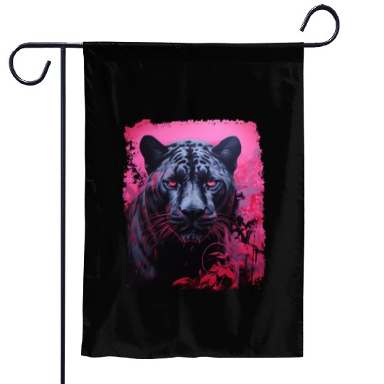 Pink Pop Art Black Panther  Garden Flags
