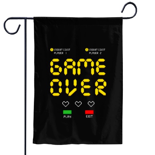 Pixelated Video Game Heart Game Over Garden Flags