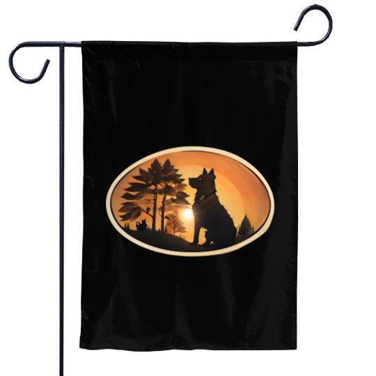 Sunset Wilderness Wolf Silhouette Garden Flags