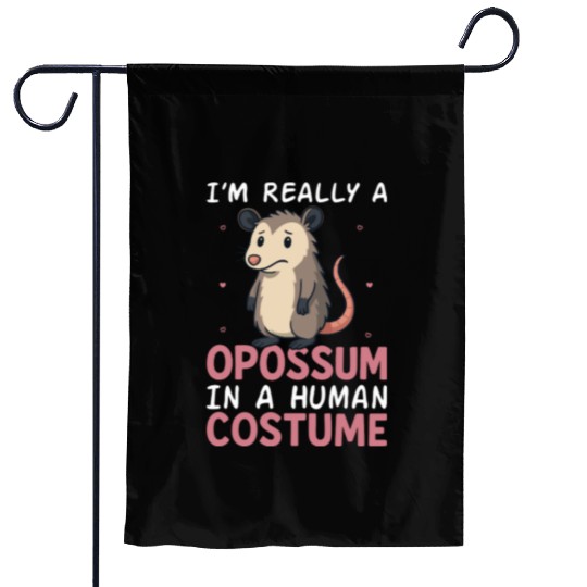 Humorous Opossum Costume Gift Garden Flags
