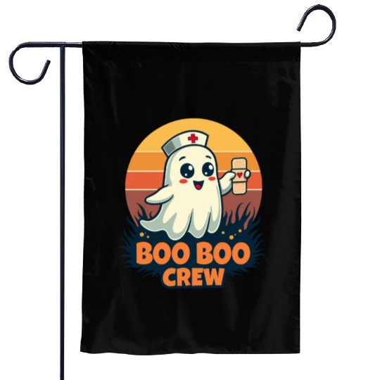 Halloween Boo Boo Crew Cute Ghost Nurse Doctor Garden Flags