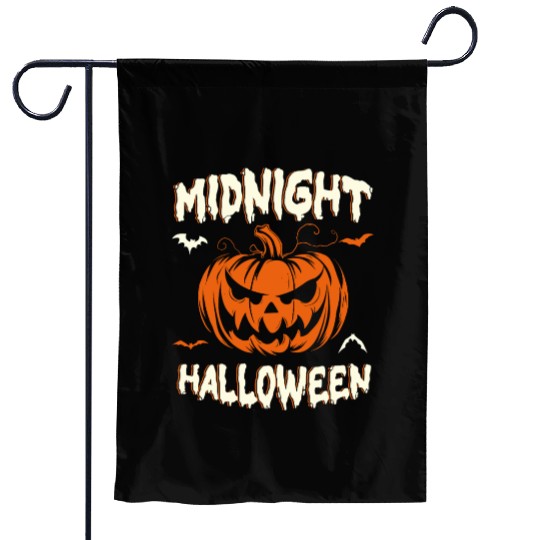 Midnight Halloween Pumpkin Scary Jack-O-Lantern Garden Flags