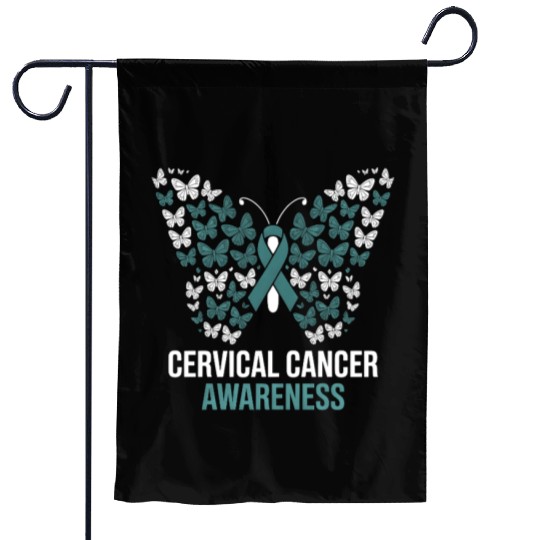 Cervical Cancer Awareness Butterfly Design Garden Flags
