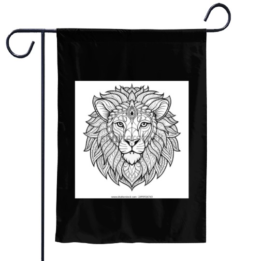 coloring page adults lion face 600w 2495926763 Garden Flags