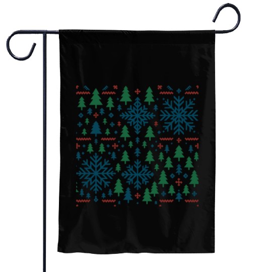 Festive Winter Snowflake Pattern Garden Flags