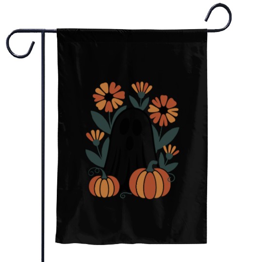 Floral Halloween Vintage Ghost Flower Pumpkin Garden Flags