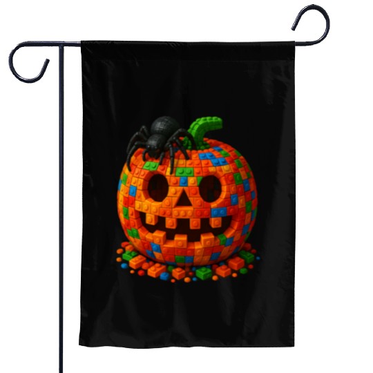 Master Builder Halloween Pumpkin and Spider Garden Flags