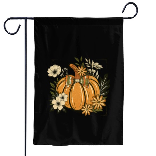 Vintage Floral Boho Pumpkin Cute Halloween Fall Garden Flags
