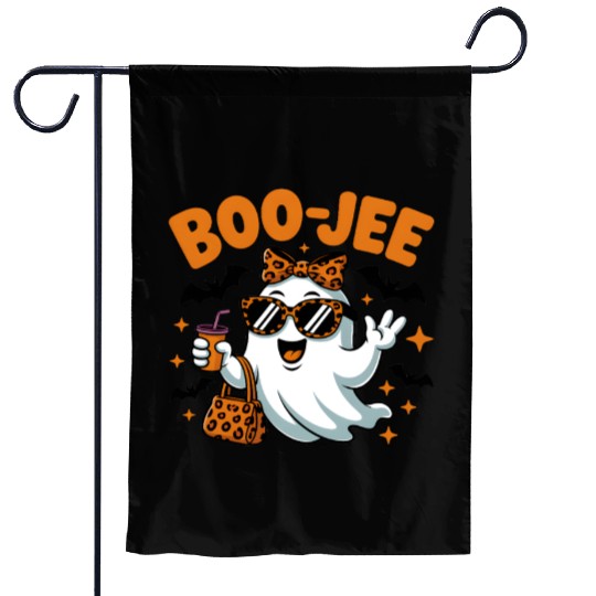 Boo-Jee Ghost Cute Leopard Print Halloween Boojee Garden Flags