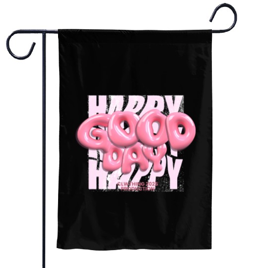 Good Day – Happy 2025 Glossy Pink Balloon Graphic Garden Flags