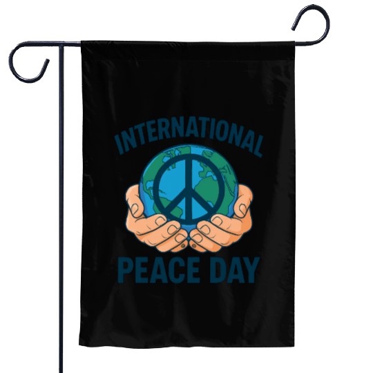 International Peace Day Hands Holding Earth Garden Flags