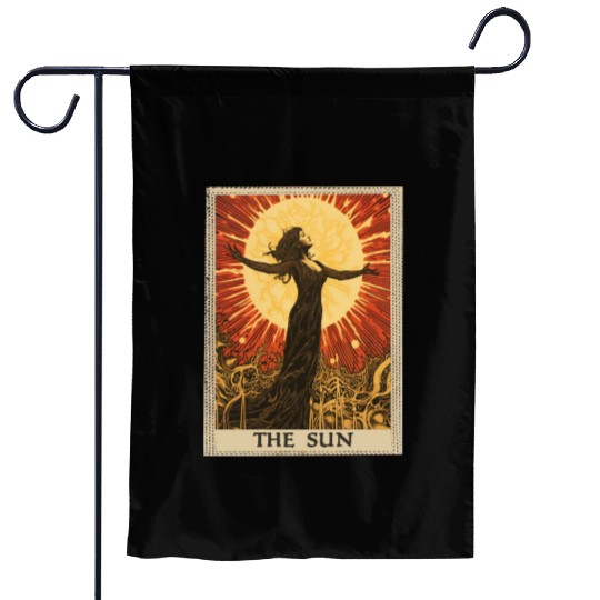 Vintage Tarot Card The Sun Garden Flags