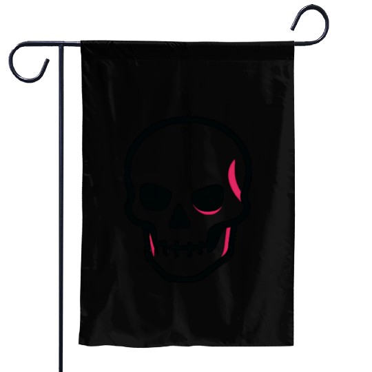 Neon Pink Skull Graphic Design Garden Flags