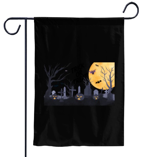 Trick-or-Treat Pumpkin Graveyard Garden Flags