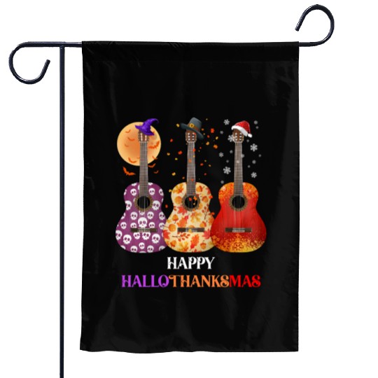 Happy HalloThanksMas Guitar  Garden Flags